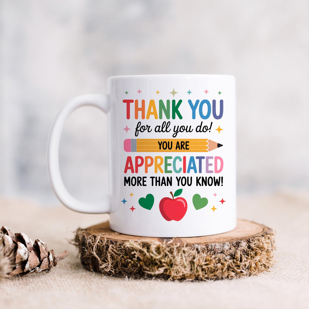 Teacher Appreciation Mug - Colorful Ceramic Coffee Cup | Thank You Gift