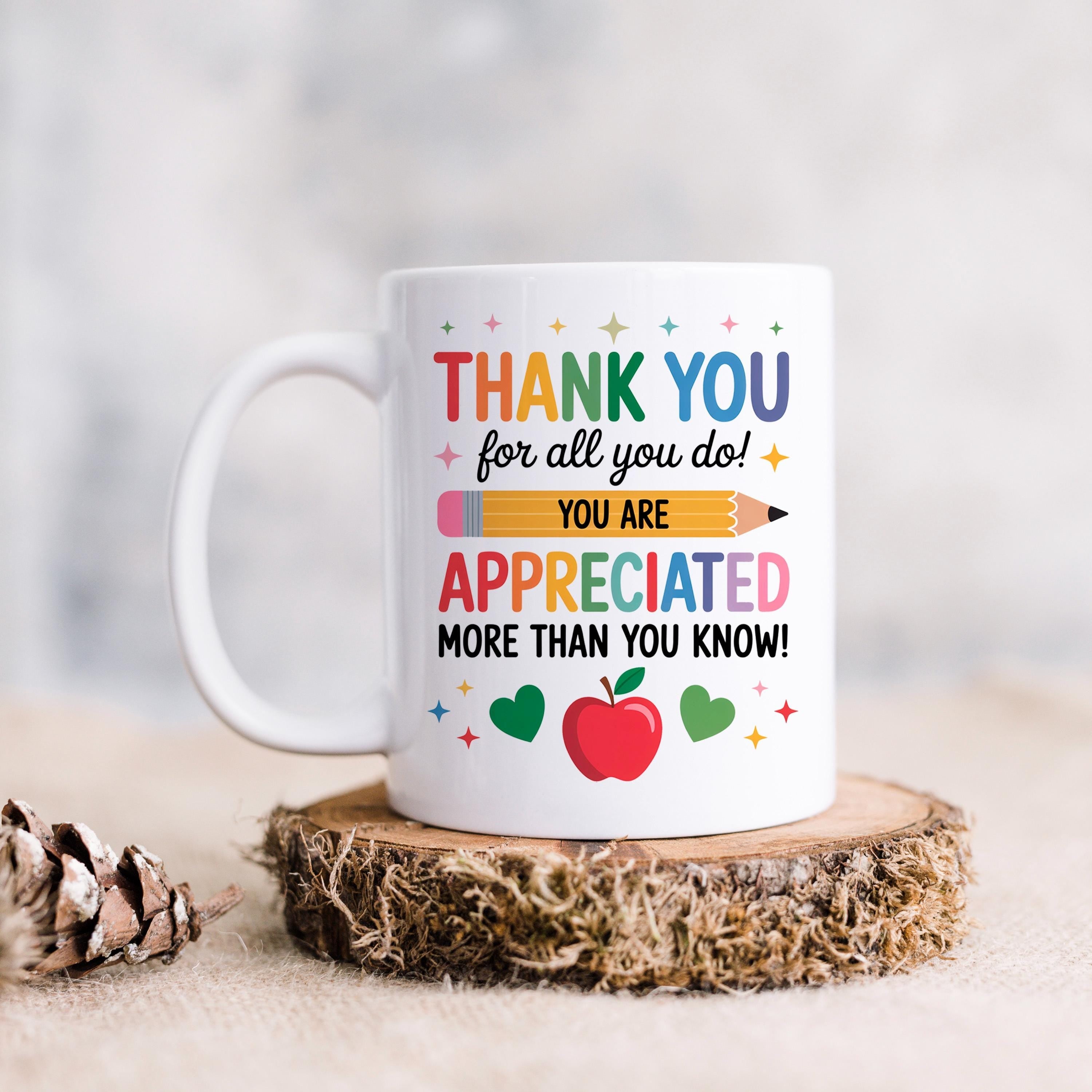 Teacher Appreciation Mug - Colorful Ceramic Coffee Cup | Thank You Gift