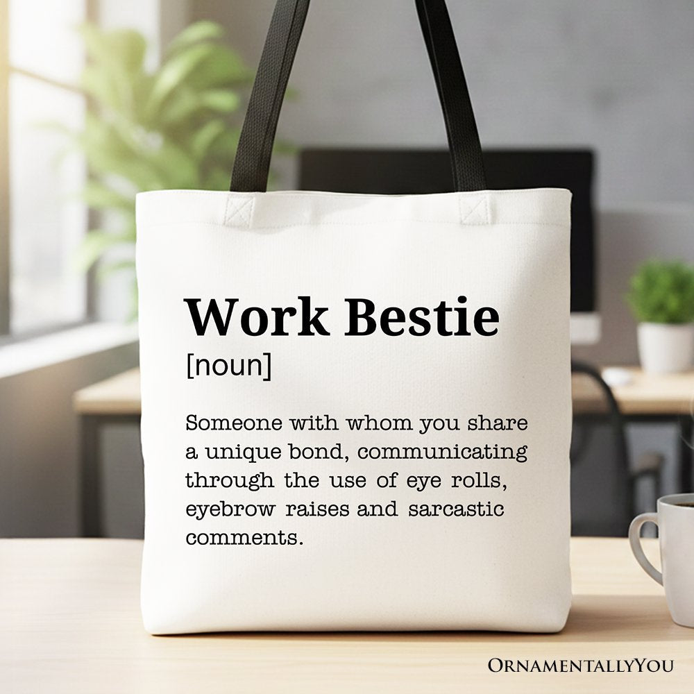 Work Bestie Definition Canvas Tote Bag, Funny Gift Shopper for Office Best Friends