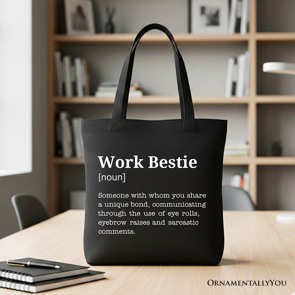 Work Bestie Definition Canvas Tote Bag, Funny Gift Shopper for Office Best Friends