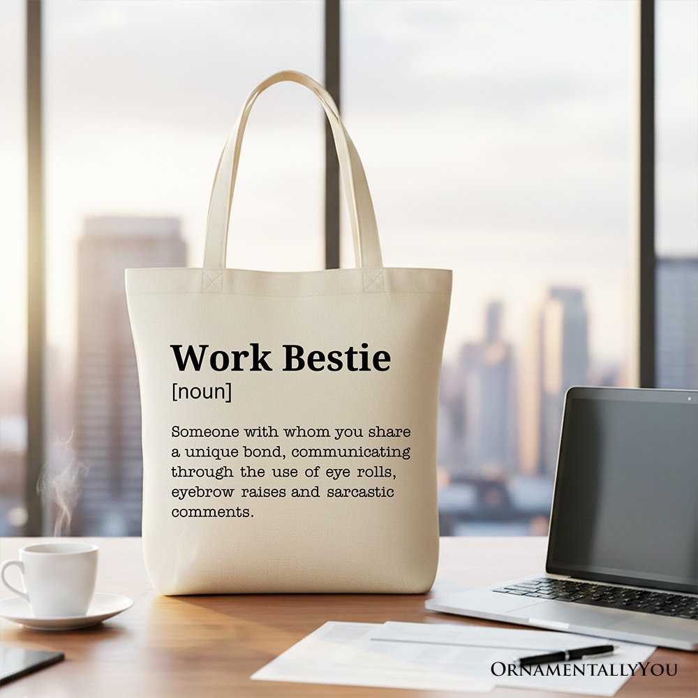 Work Bestie Definition Canvas Tote Bag, Funny Gift Shopper for Office Best Friends