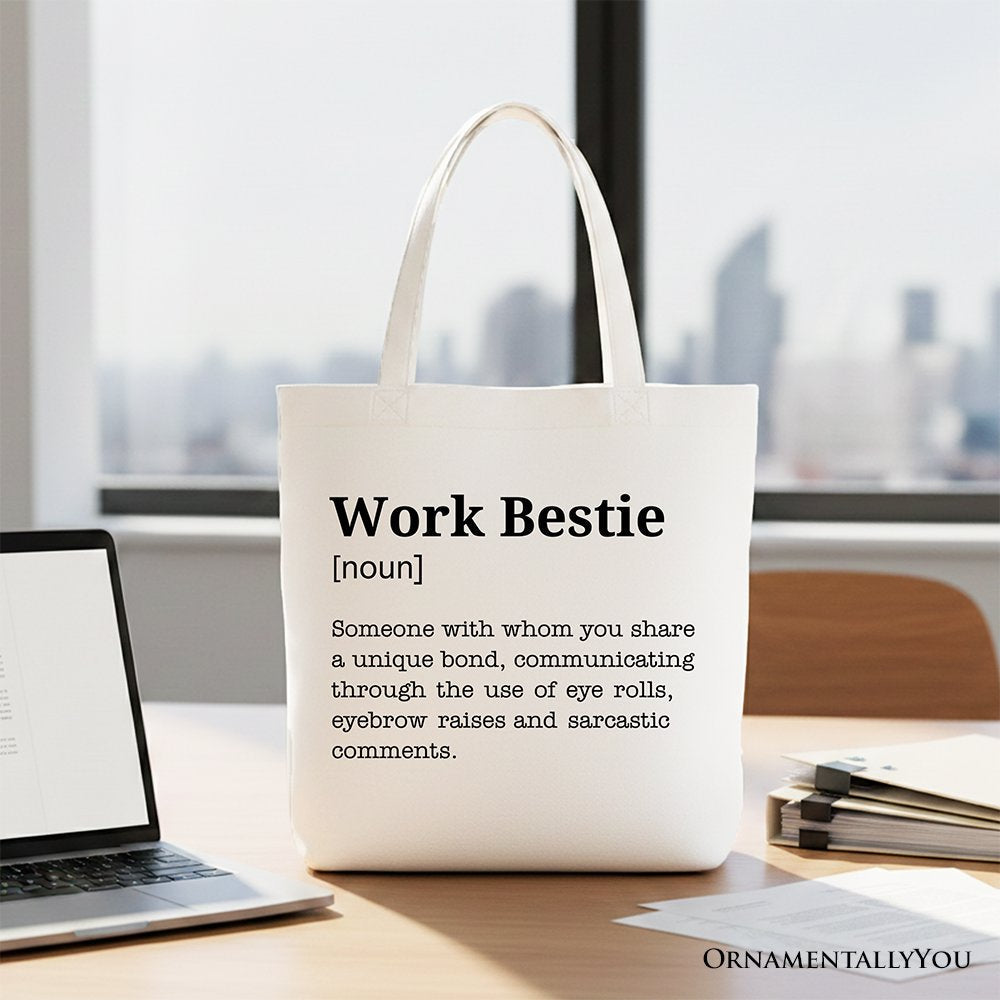 Work Bestie Definition Canvas Tote Bag, Funny Gift Shopper for Office Best Friends
