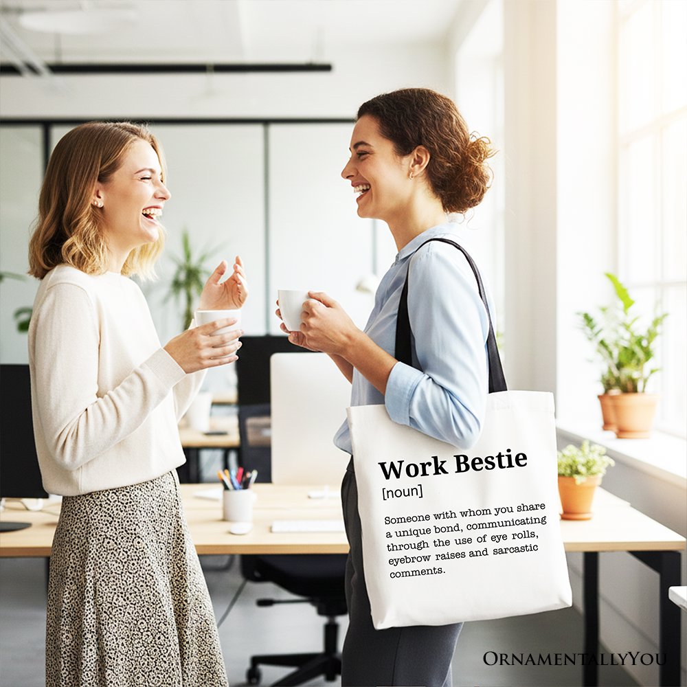 Work Bestie Definition Canvas Tote Bag, Funny Gift Shopper for Office Best Friends