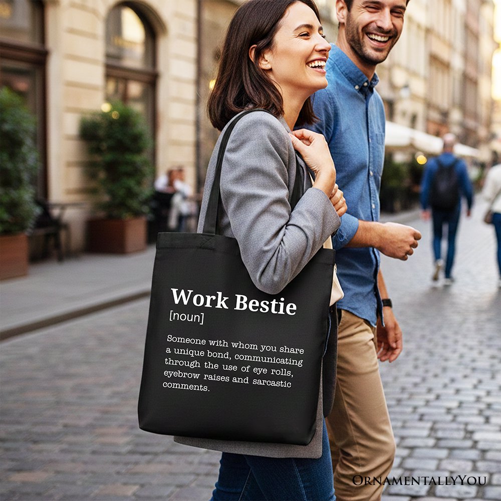 Work Bestie Definition Canvas Tote Bag, Funny Gift Shopper for Office Best Friends