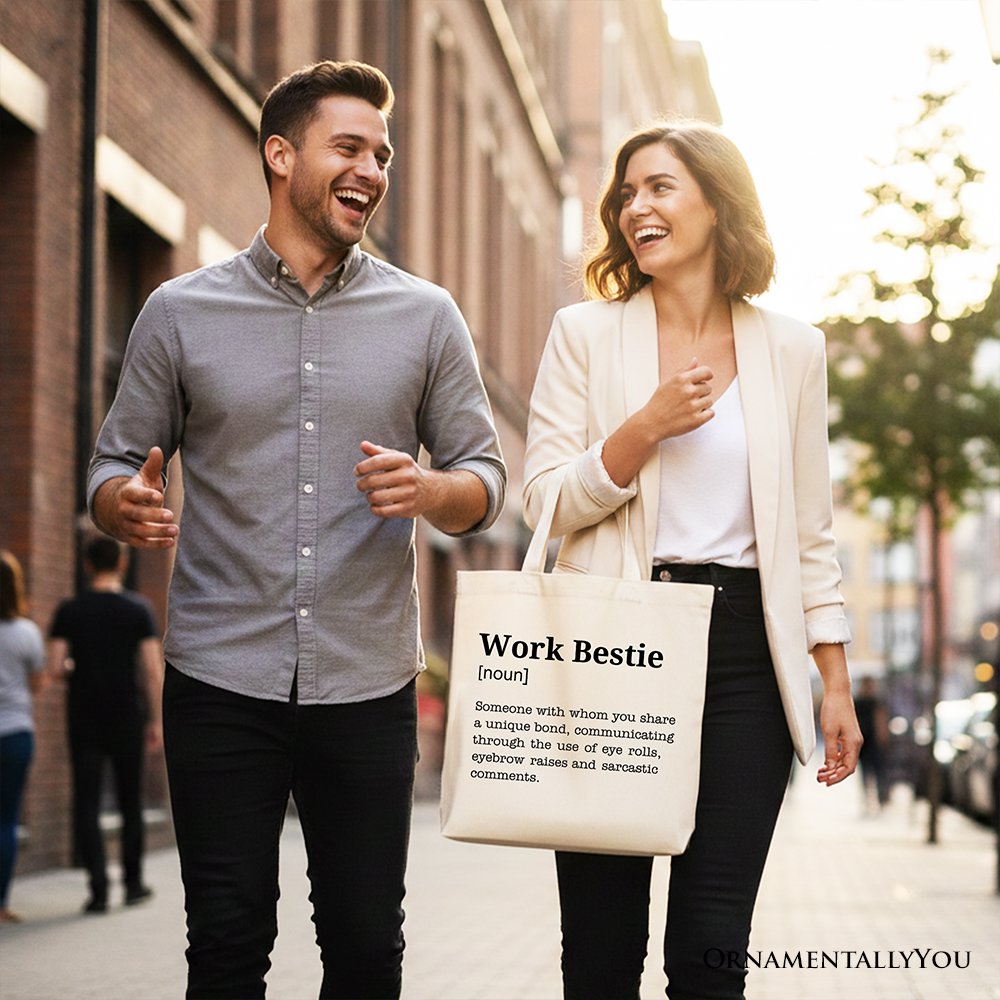 Work Bestie Definition Canvas Tote Bag, Funny Gift Shopper for Office Best Friends