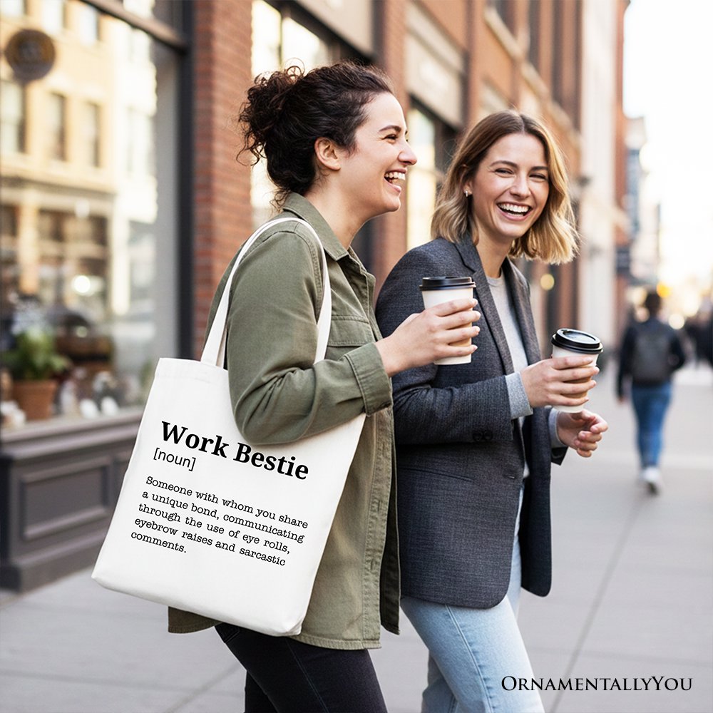 Work Bestie Definition Canvas Tote Bag, Funny Gift Shopper for Office Best Friends