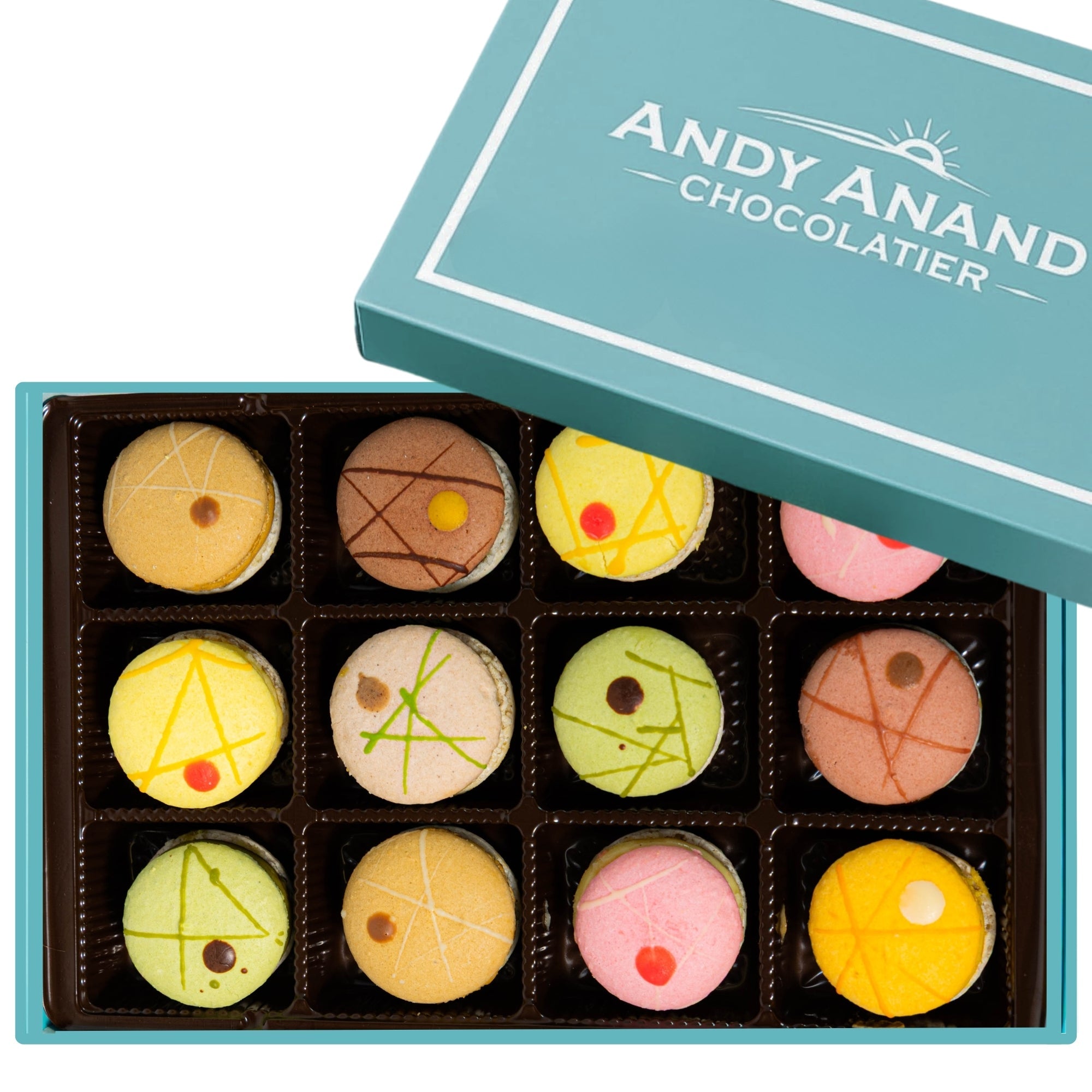 Andy Anand French Macarons, 24-Piece Gift Box – Made Fresh Daily, Assorted Gourmet Flavors, Gluten-Free – Birthday & Holiday Celebration