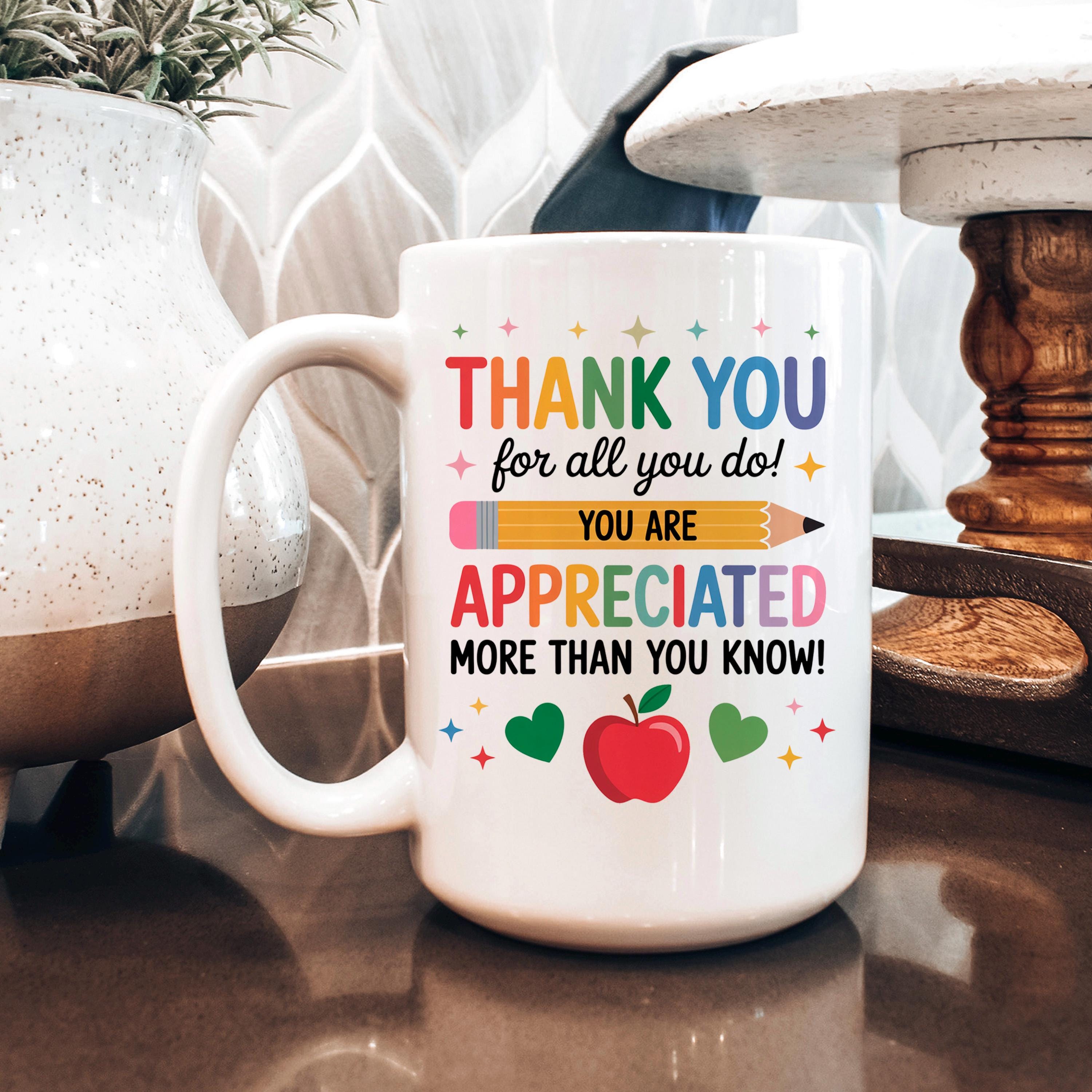 Teacher Appreciation Mug - Colorful Ceramic Coffee Cup | Thank You Gift